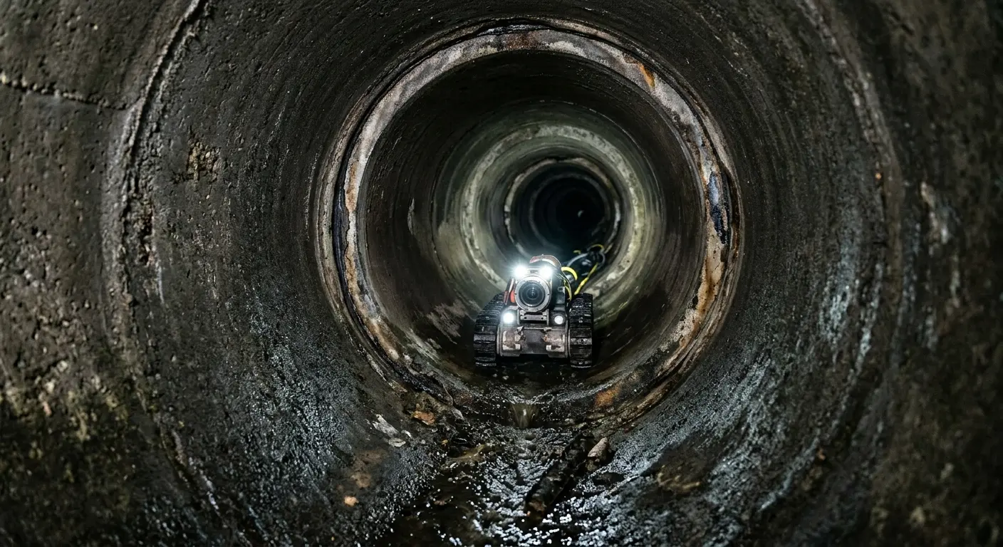 Robotic sewer camera inspecting pipe interior for Drain Snake Service in Dinuba
